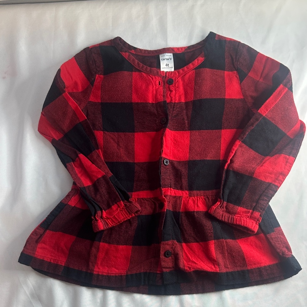 Carter's Red and Black Plaid Button Down Shirt